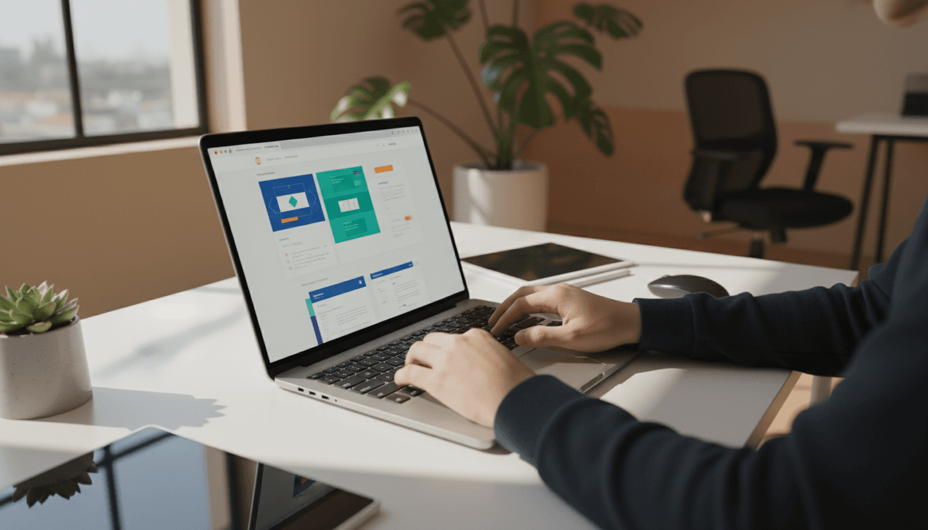 Web designer working on a professional website on laptop