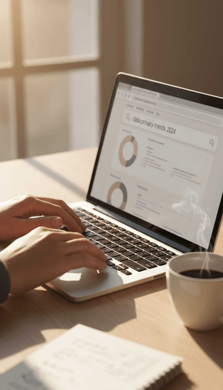 Person typing search queries on a laptop