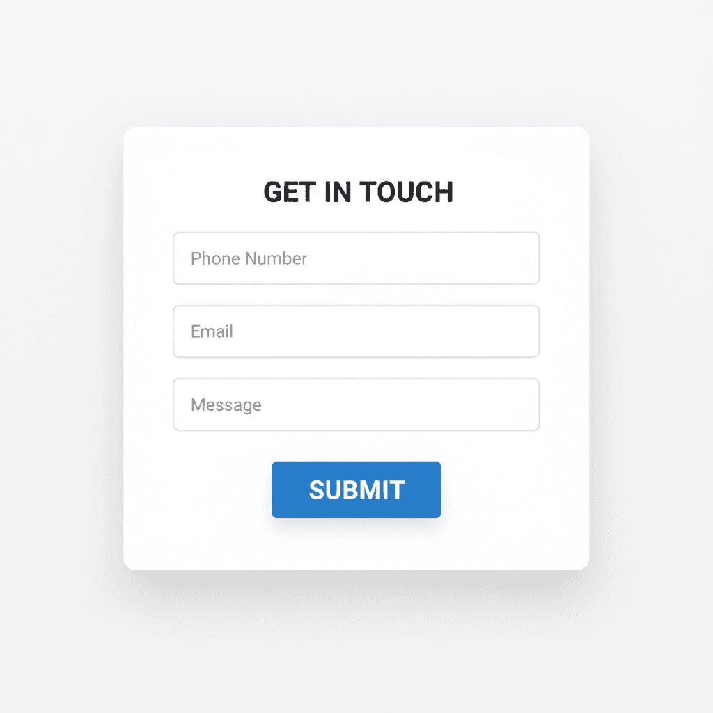 Contact form and booking interface